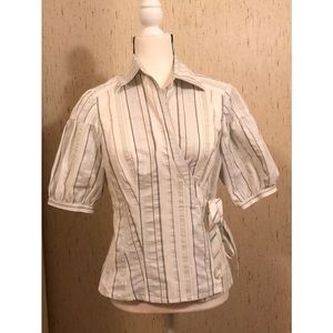 Kay Unger pinstripe wrap top